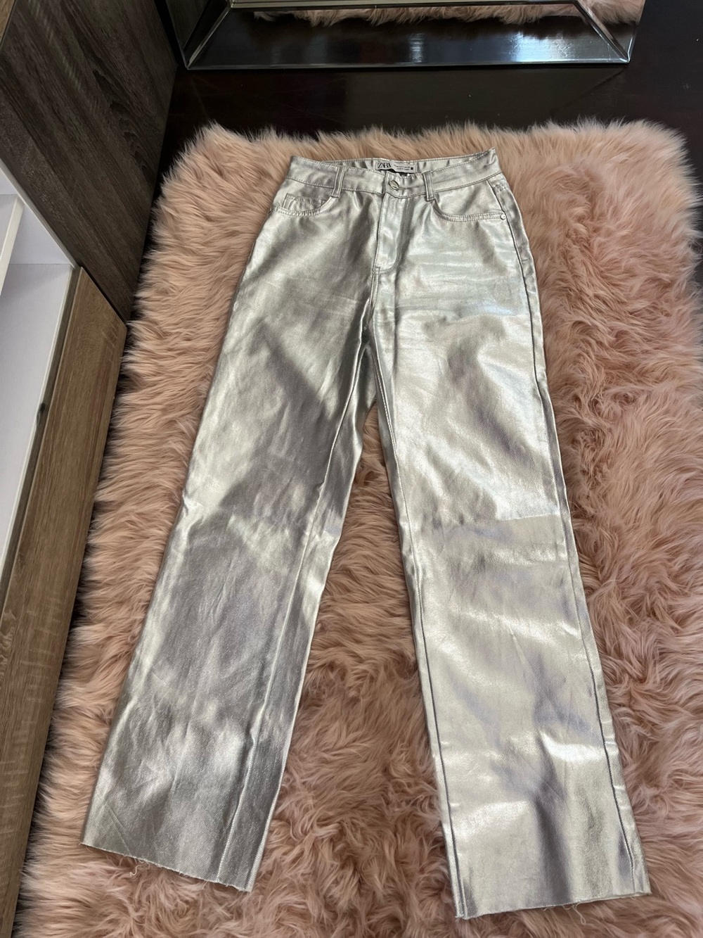 Zara metallic boyfriend jean sz 2 - Picture 2 of 7